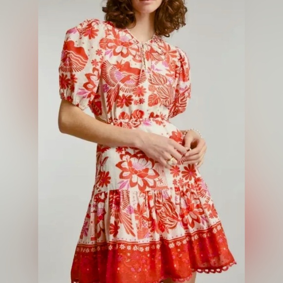FARM Rio Dresses & Skirts - Farm Rio Red Tiles XL Mini Dress Open Back